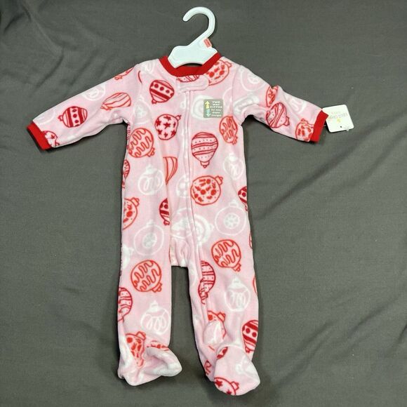 Falls Creek Fleece Footed Sleeper / 0-3M Baby Girls / Pink / Ornaments Christmas - Picture 1 of 11